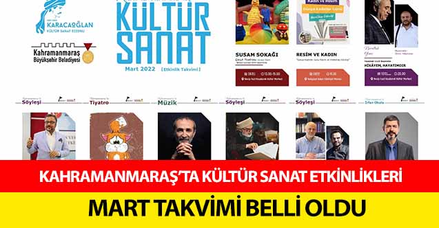 Kahramanmaraş’ta kültür sanat etkinlikleri mart takvimi belli oldu