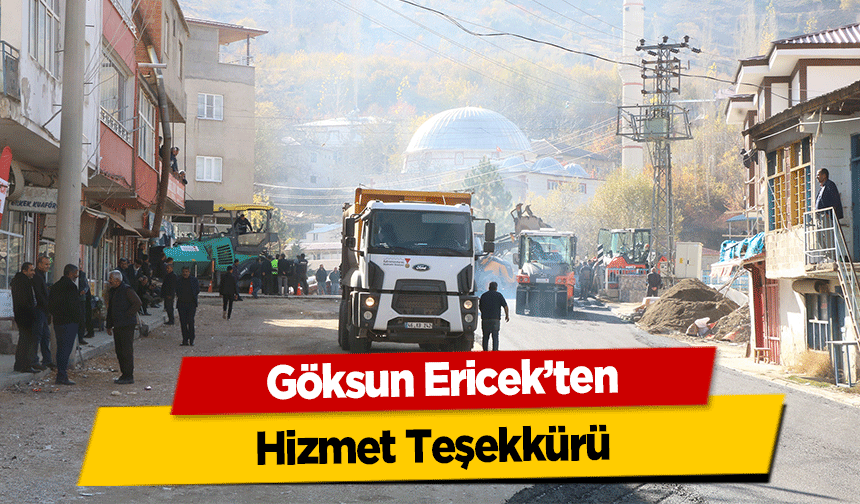 Göksun Ericek’ten Hizmet Teşekkürü