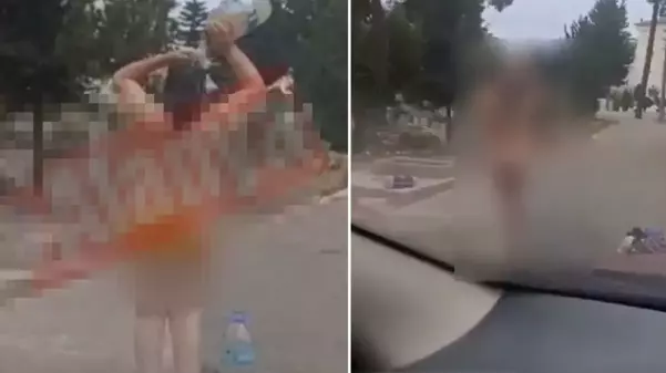 Mezarlıkta çırılçıplak halde duş alırken görüntülendi!
