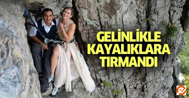Gelinlikle Kayalıklara Tırmandı