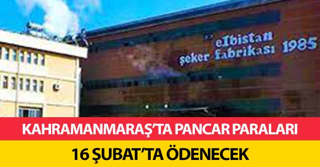 Kahramanmaraş’ta pancar paraları 16 Şubat’ta ödenecek