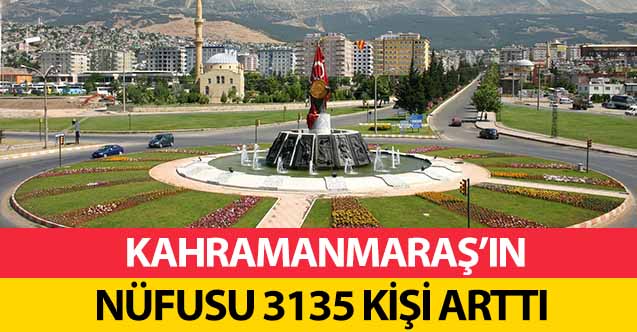 Kahramanmaraş'ın nüfusu 3135 kişi arttı