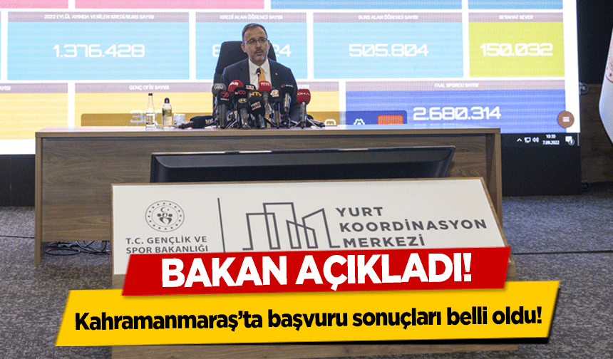 Bakan Açıkladı! Kahramanmaraş’ta başvuru sonuçları belli oldu!